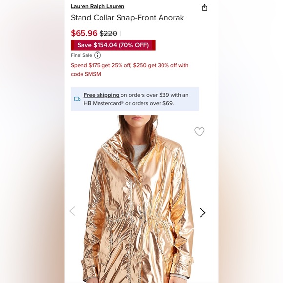 Sweet Rain brand! Metallic Gold/hint of rose Raincoat Size L - Picture 17 of 17